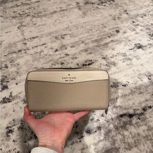 Kate Spade Taupe Leather Zip Wallet
